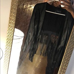 Fun leather jacket!!! With fringe !!!